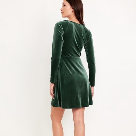 Old Navy Fit & Flare dark green Velvet Mini Dress - Picture 4 of 9